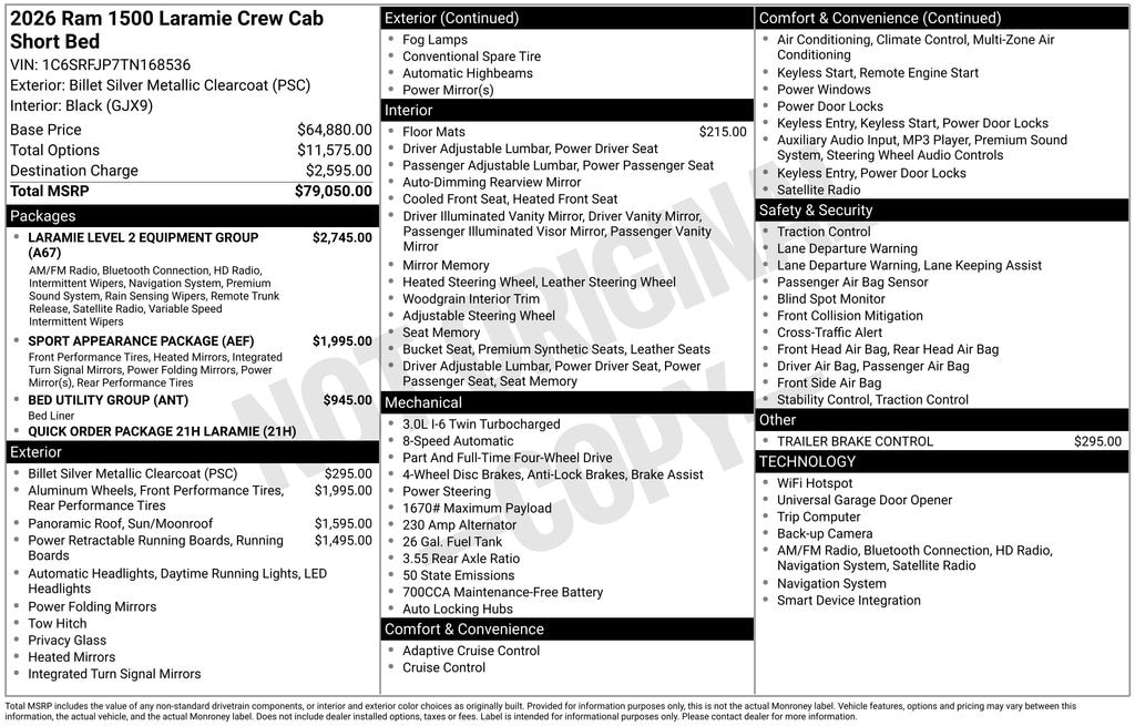 New 2026 Ram 1500 LARAMIE CREW CAB 4X4 5'7 BOX Pickup