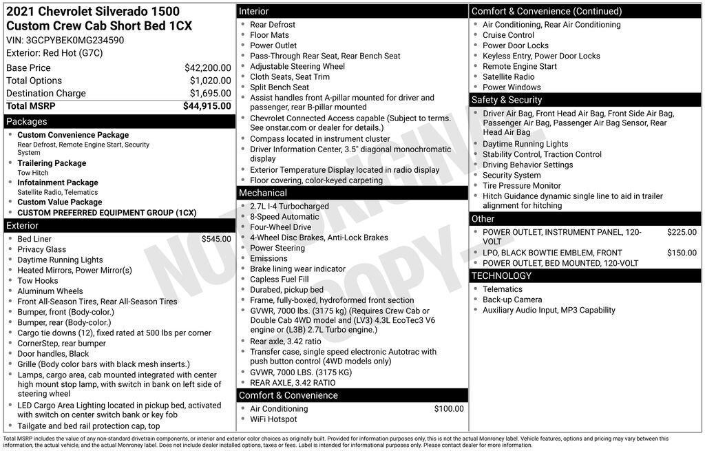 Used 2021 Chevrolet Silverado 1500 Custom Truck