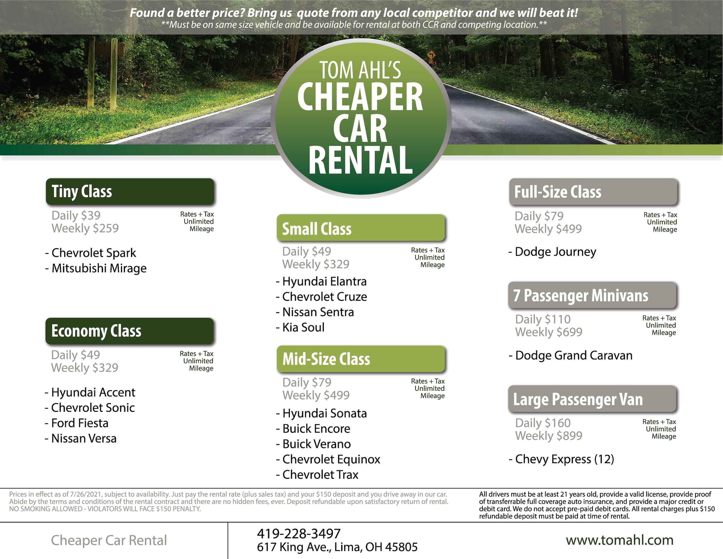 Tom Ahl Car Rental Lima Used Car Dealer