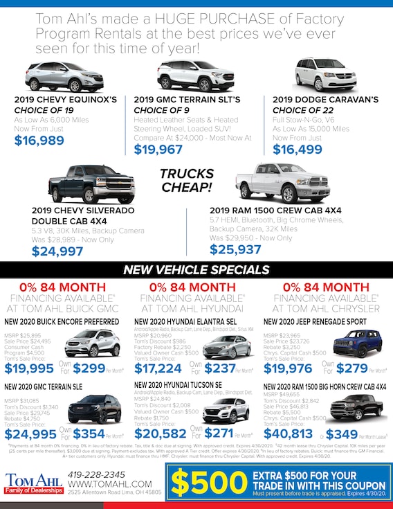 Vehicle Stimulus Savings | Tom Ahl Family of Dealerships