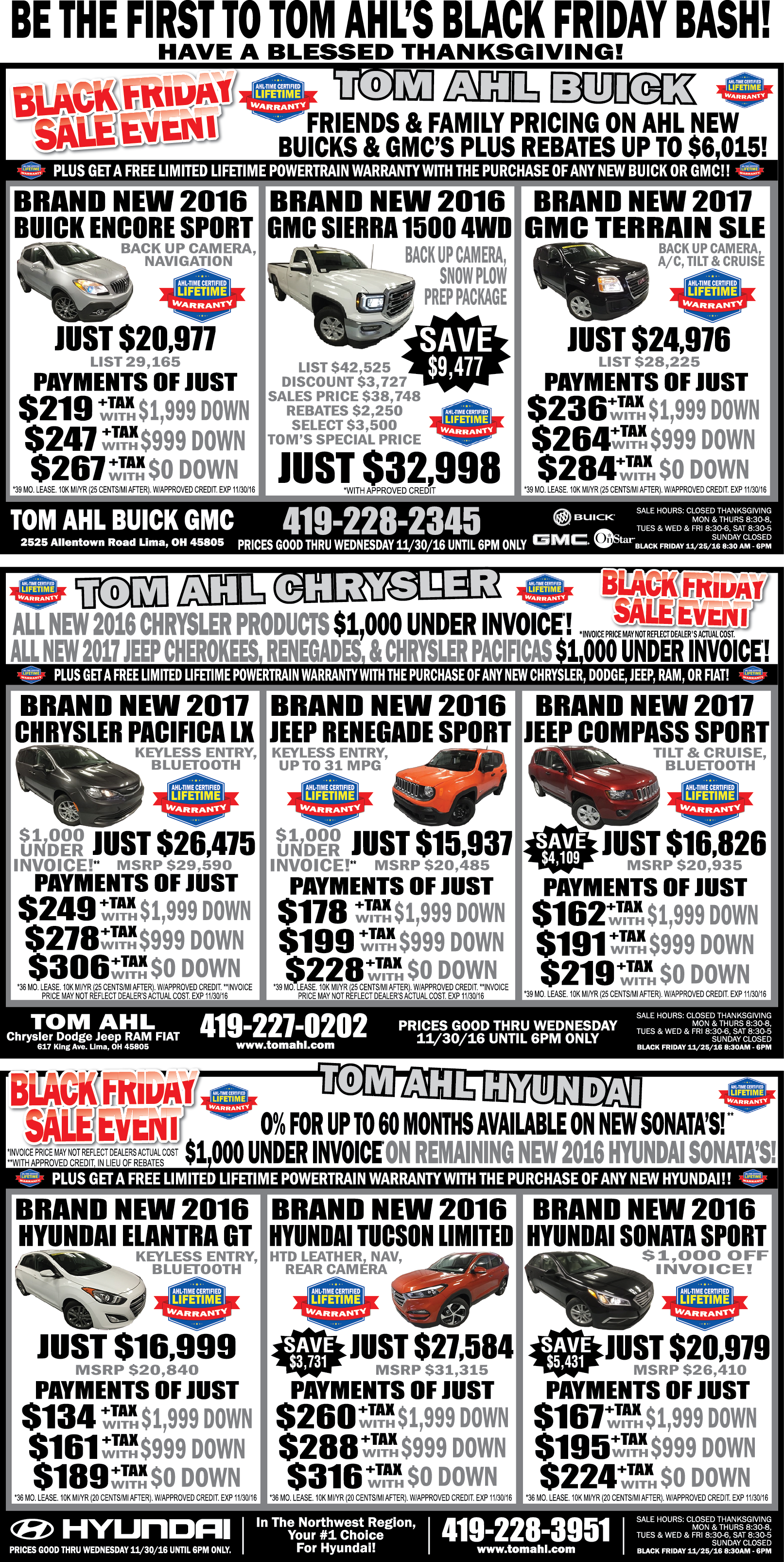 Black Friday New Car Ad Tom Ahl Family of Dealerships