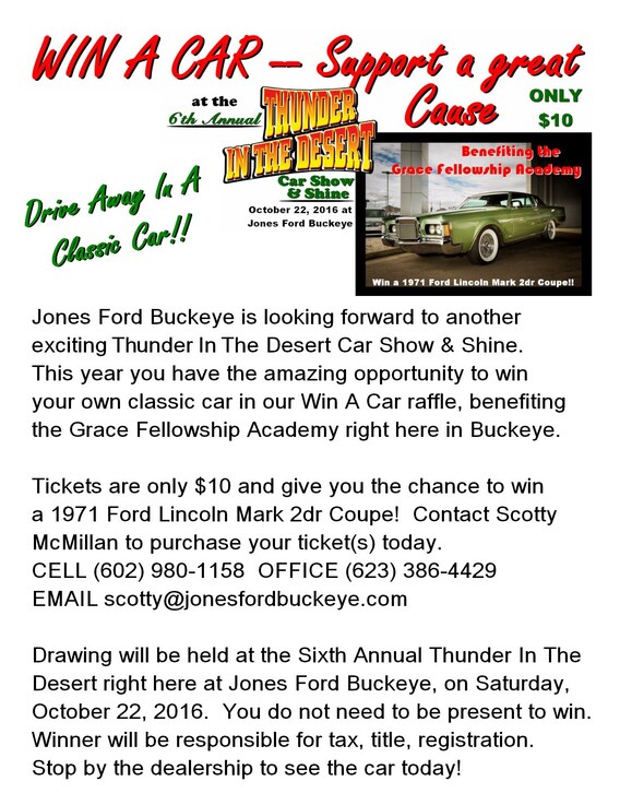 Jones Ford Buckeye >> Win A Classic Car At The Thunder In The Desert Car Show Jones Ford Jones Ford Buckeye >> Win A Classic Car At The Thunder In The Desert Car Show Jones Ford