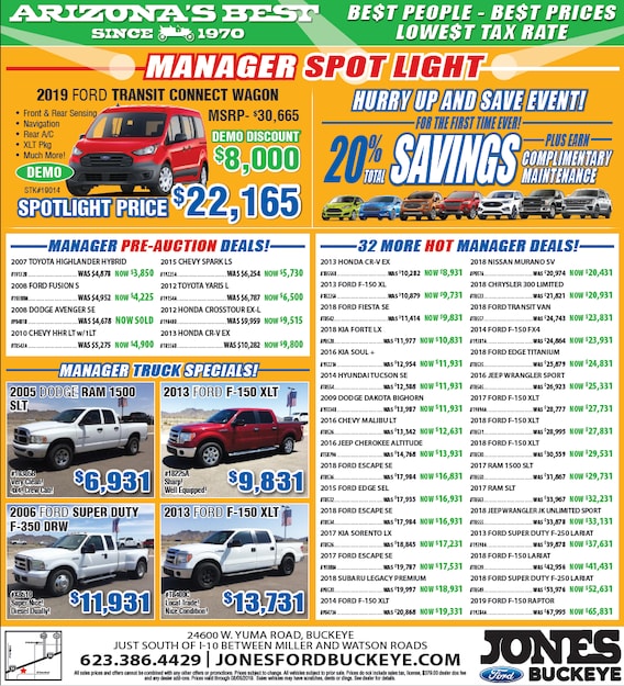 Jones Ford Buckeye >> Jones Ford Buckeye Weekly Newspaper Ad Vehicle Specials In Buckeye Jones Ford Buckeye >> Jones Ford Buckeye Weekly Newspaper Ad Vehicle Specials In Buckeye