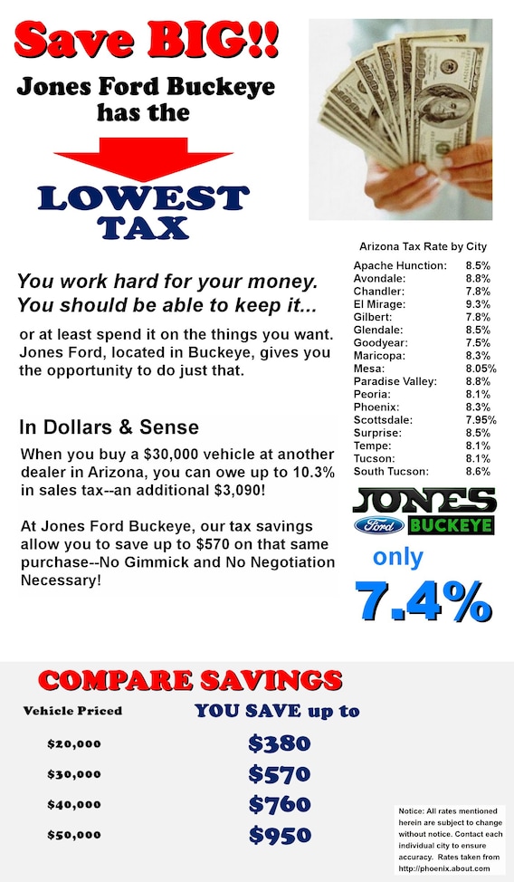 Jones Ford Buckeye >> Jones Ford Buckeye Has The Lowest Tax Rate Jones Ford Buckeye Jones Ford Buckeye >> Jones Ford Buckeye Has The Lowest Tax Rate Jones Ford Buckeye