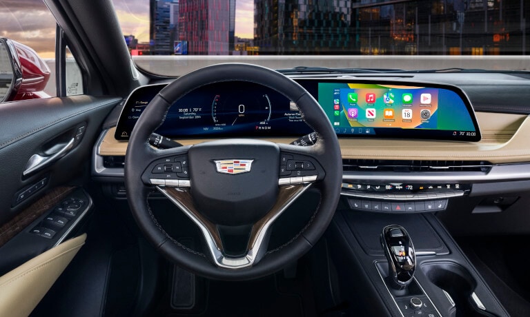 2025 Cadillac XT4 infotainment system and steering wheel