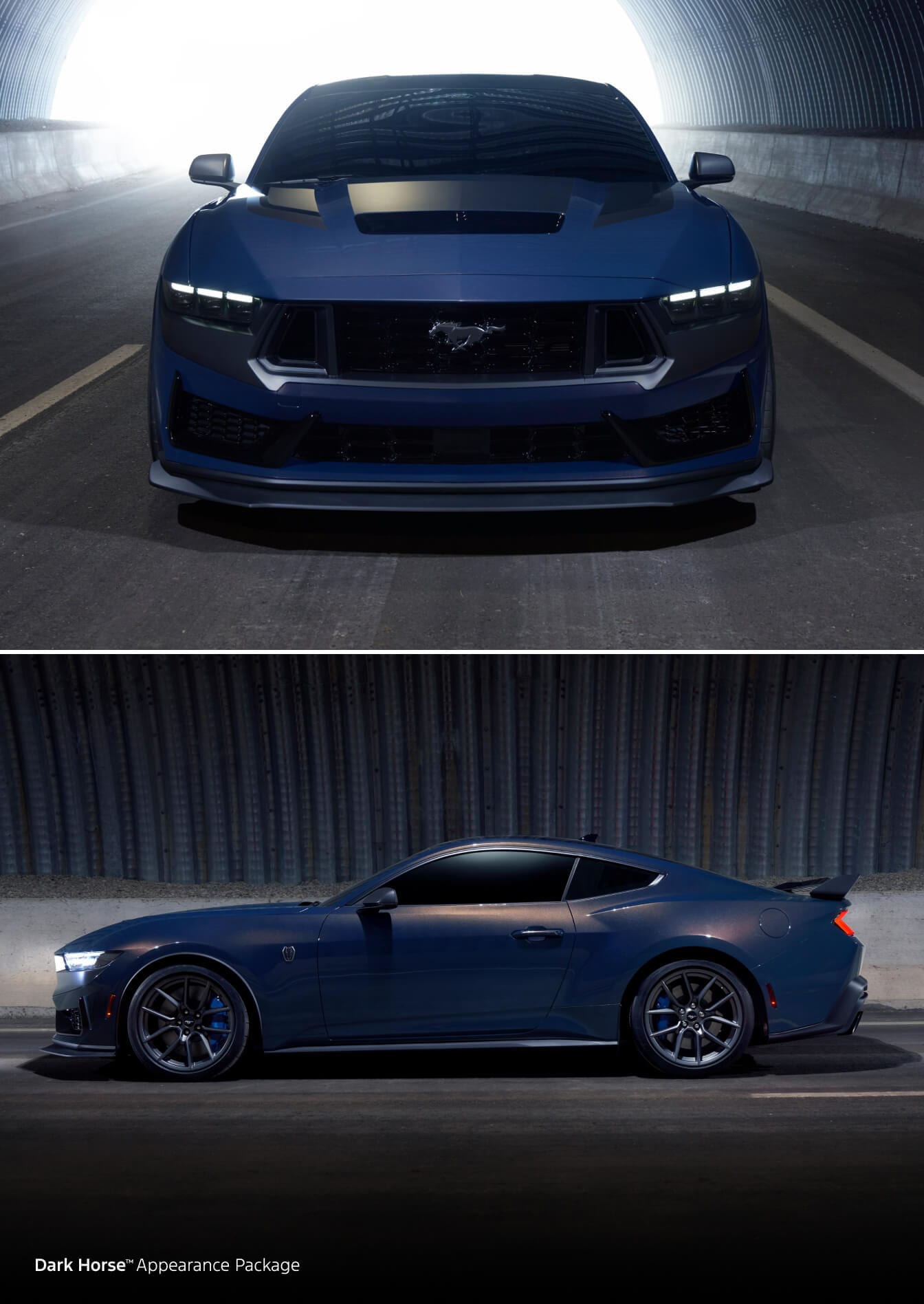 Ford Mustang Dark Horse Front and Side View