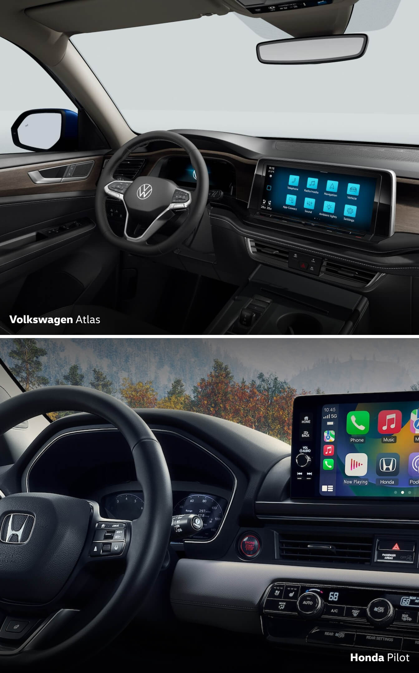 2024 Volkswagen Atlas vs. Honda Pilot Technology