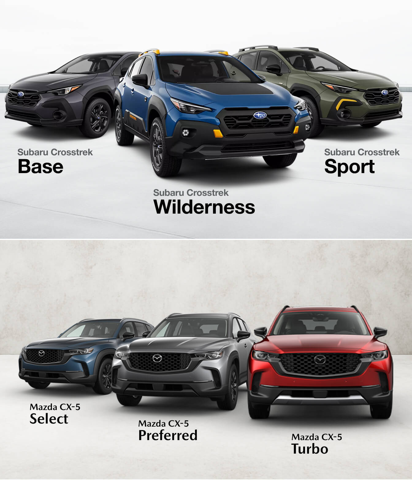 Subaru Crosstrek vs. Mazda CX-5 Trim Levels