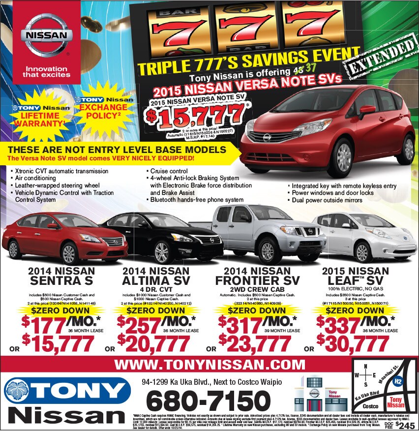 Honolulu Nissan Dealer New & Used Nissan Cars Waipahu Tony Nissan