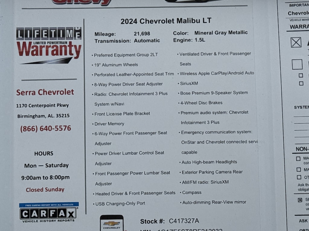 Used 2024 Chevrolet Malibu 2LT Car