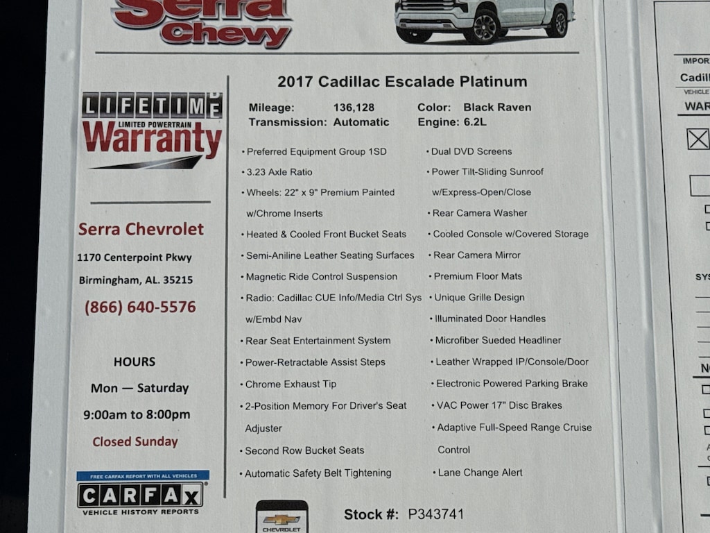 Used 2017 CADILLAC Escalade Platinum SUV