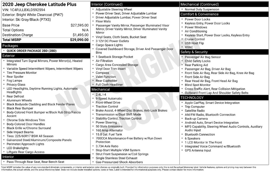 Used 2020 Jeep Cherokee Latitude Plus SUV