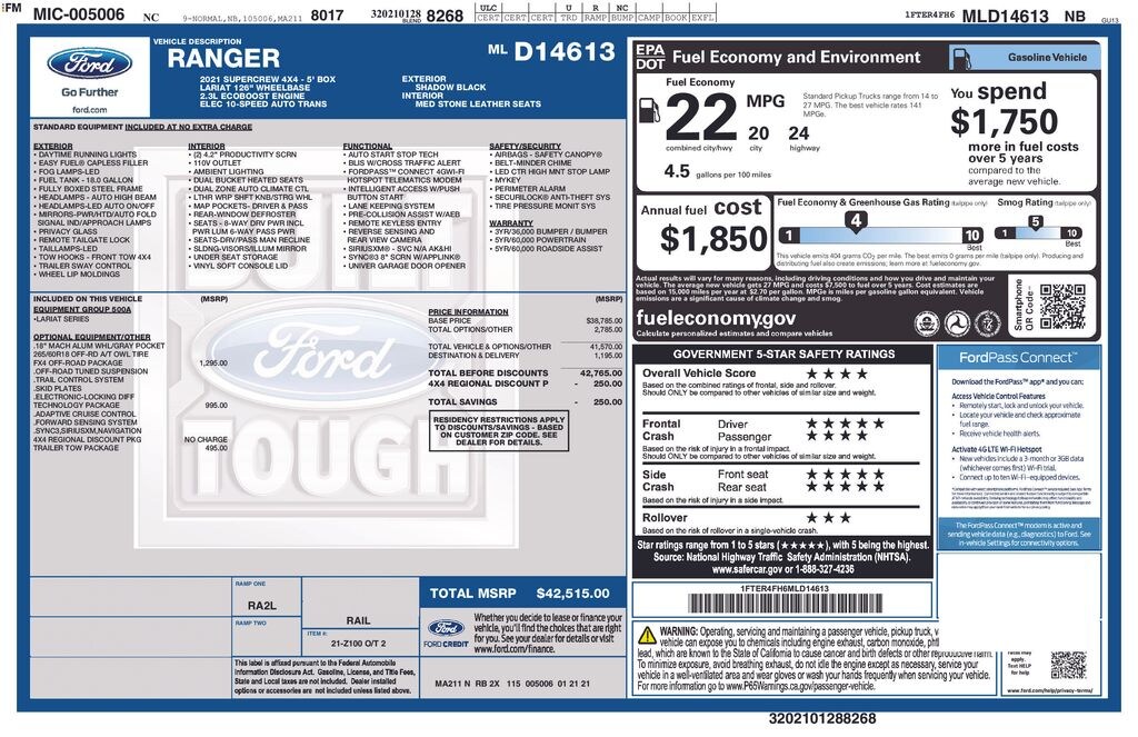Used 2021 Ford Ranger Truck SuperCrew