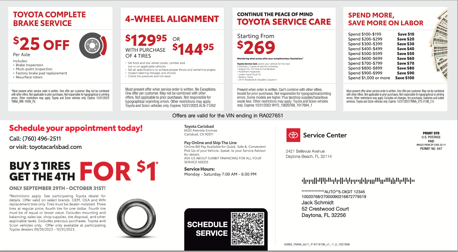 Auto Service Specials Carlsbad Toyota Carlsbad