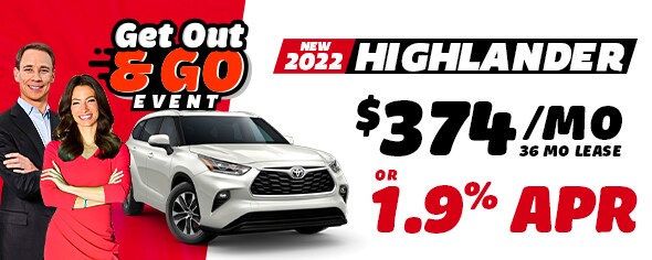 New 2022 Highlander $374/mo for 36mo lease OR 1.9% APR