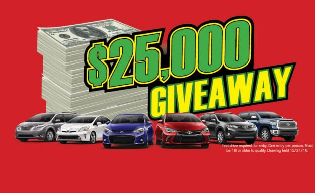 Test Drive A Toyota To Enter Our First Annual 25k Cash Giveaway