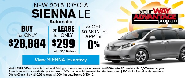 New 2015 Toyota Sienna Offer, Deerfield Beach FL