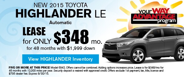 New 2015 Toyota highlander Offer, Deerfield Beach FL