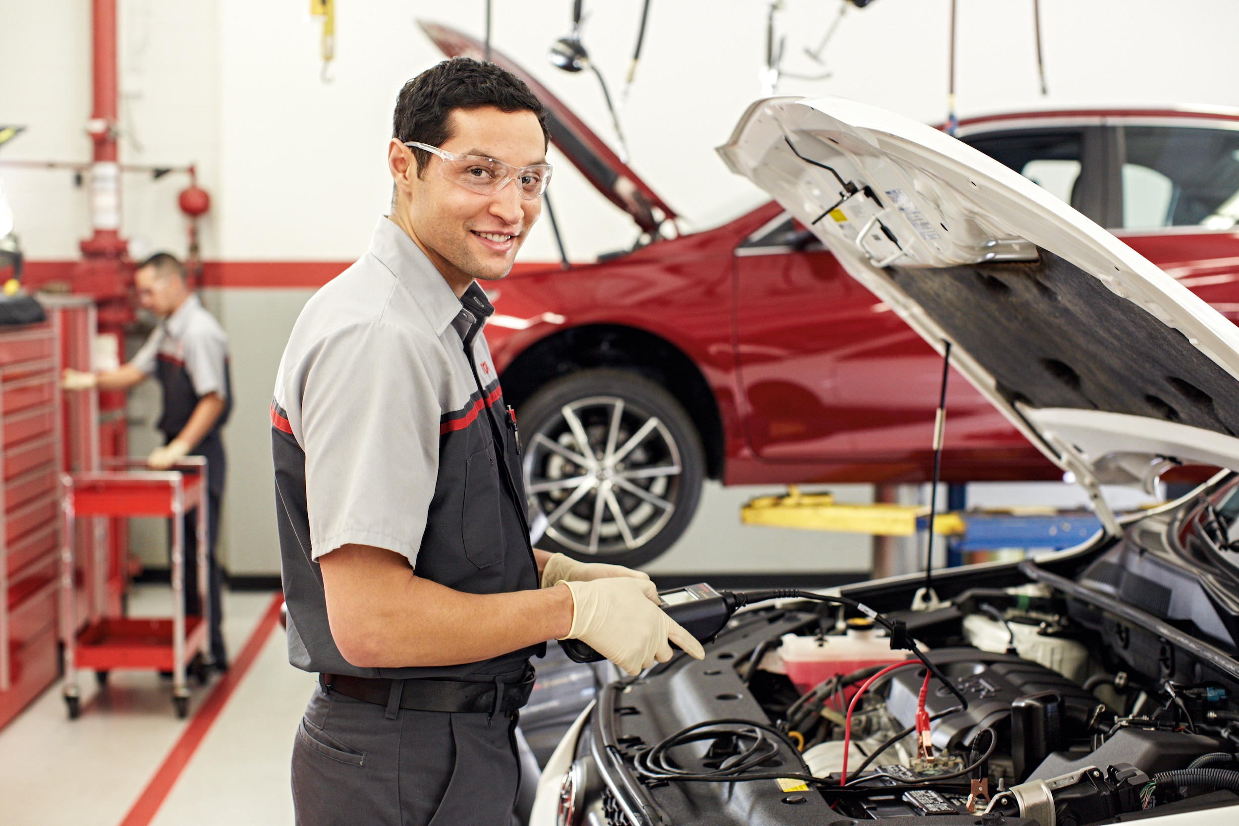 Service technician talking with customer.