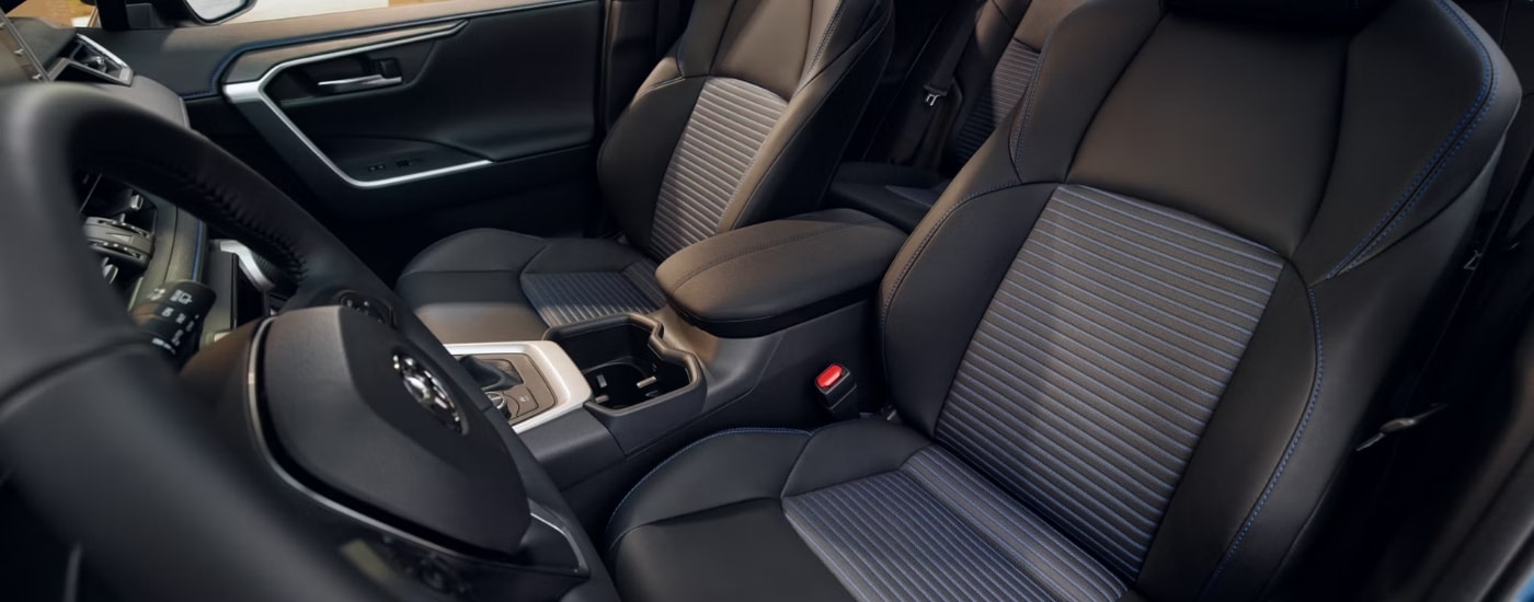 Black leather seats in a 2025 Toyota RAV4 for sale near Cadiz.