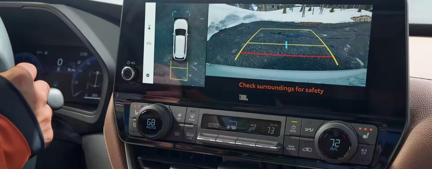 Back-up cam view on the infotainment screen in a 2025 Toyota Grand Highlander