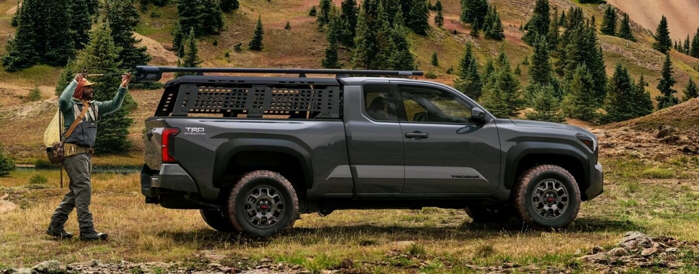 A grey 2025 Toyota Tacoma for sale near Clarksville from the side.