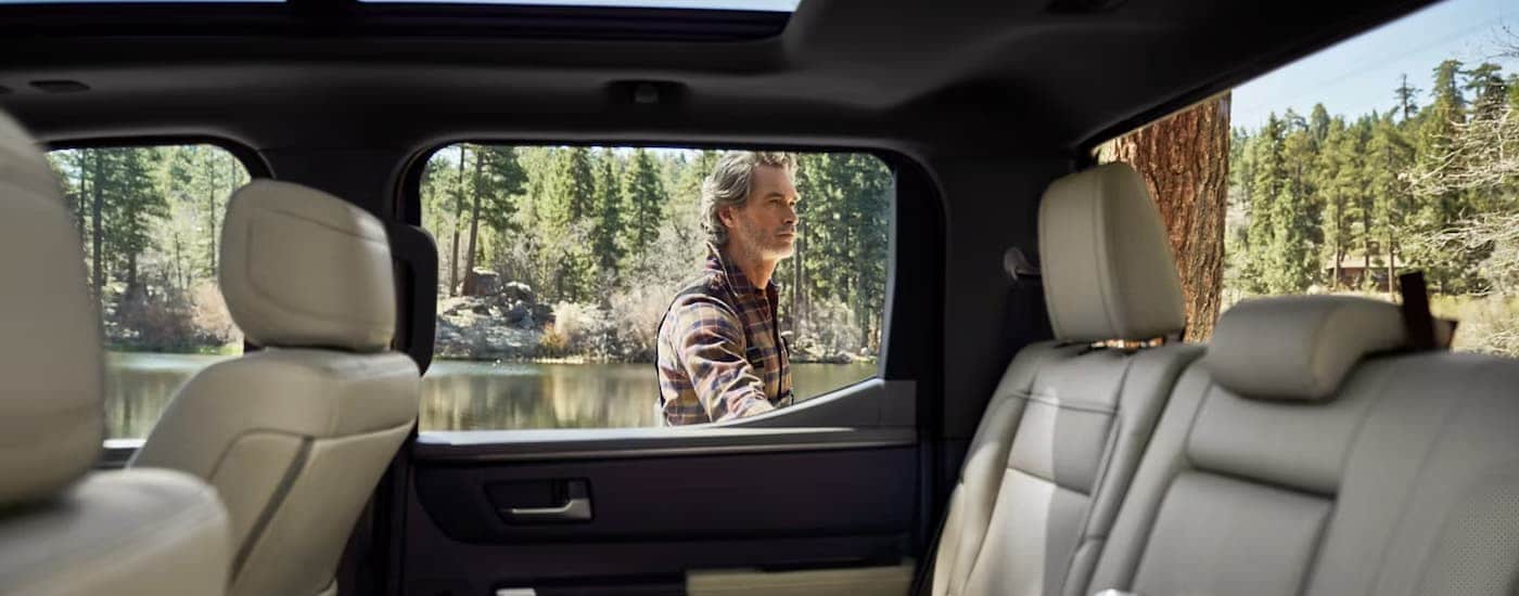 Interior and open window of a 2026 Toyota Tundra for sale near Russellville