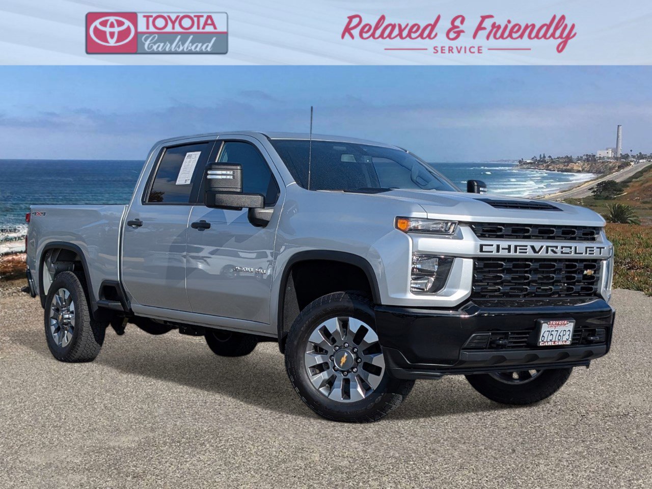 Silver Ice 2023 Chevrolet Silverado 2500HD Custom Crew Cab 4WD Pickup Truck Four-Wheel Drive Automatic