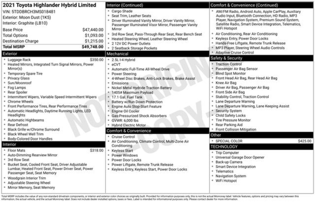 Used 2021 Toyota Highlander Hybrid Limited SUV