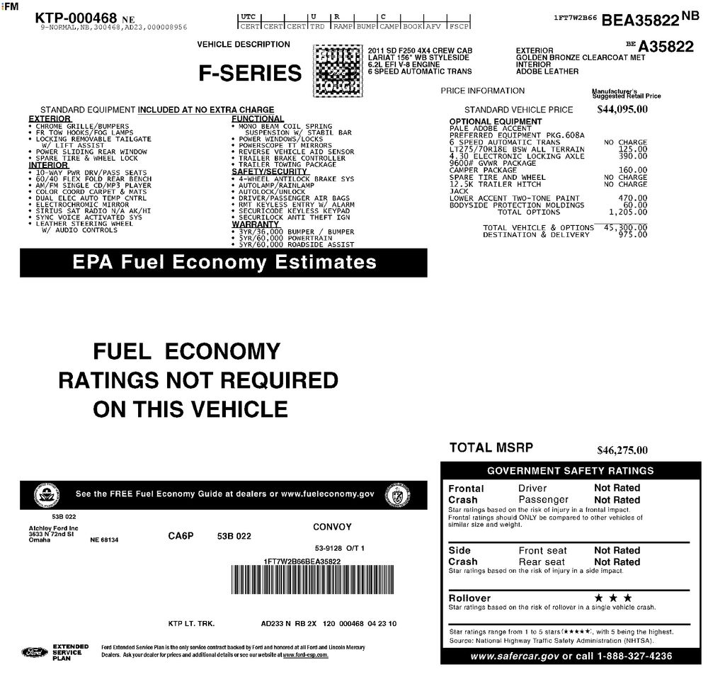 Used 2011 Ford F-250 Super Duty Lariat with VIN 1FT7W2B66BEA35822 for sale in Columbus, NE