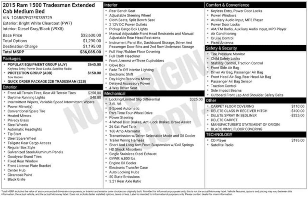 Used 2015 Ram 1500 Tradesman/Express Truck Quad Cab