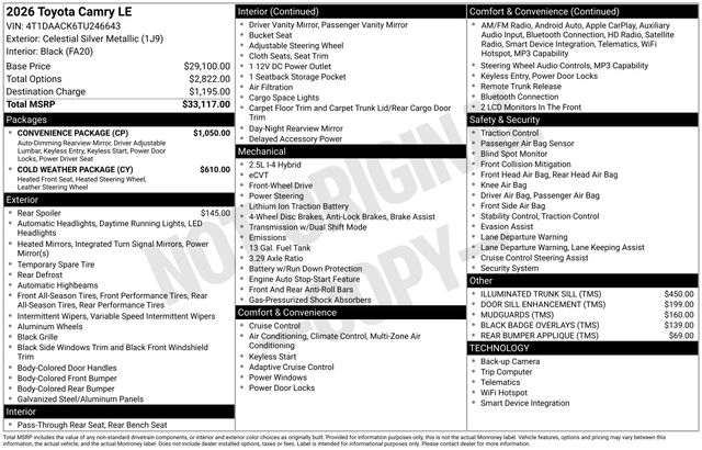 2026 Toyota Camry LE's photo