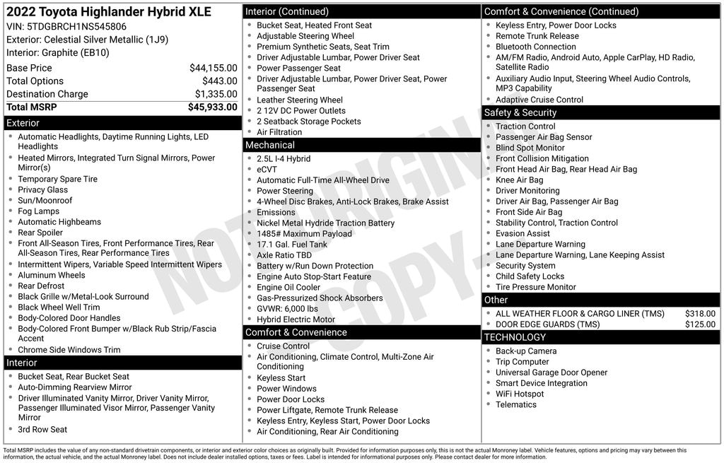 Used 2022 Toyota Highlander Hybrid XLE SUV