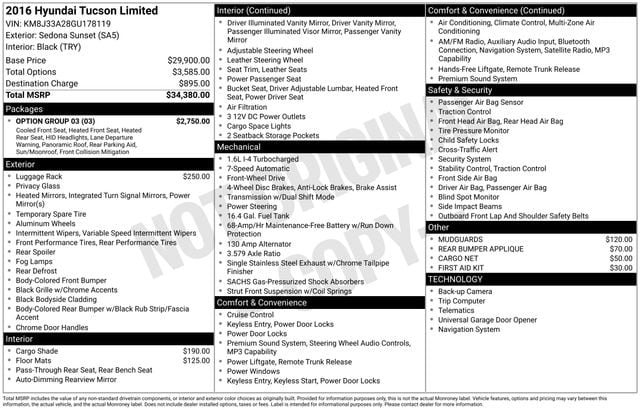 Used 2016 Hyundai Tucson Limited with VIN KM8J33A28GU178119 for sale in Columbus, NE