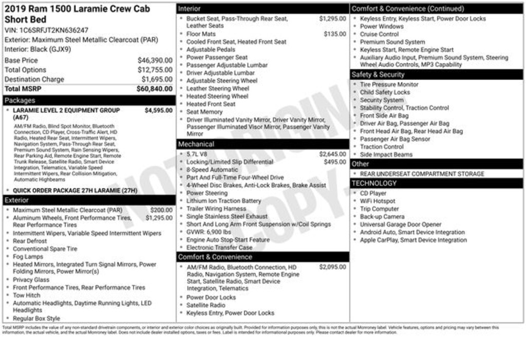 Used 2019 Ram 1500 Laramie Truck Crew Cab