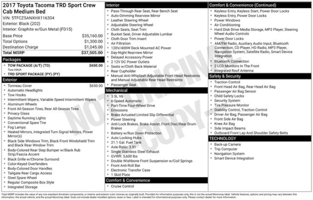 Used 2017 Toyota Tacoma Truck Double Cab