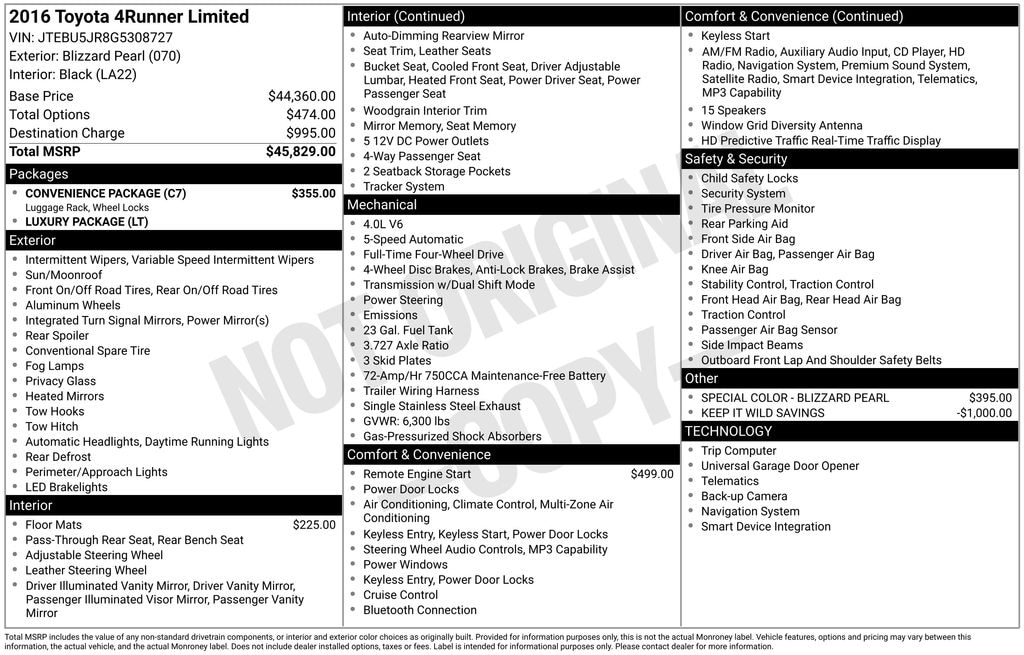 Used 2016 Toyota 4Runner Limited SUV
