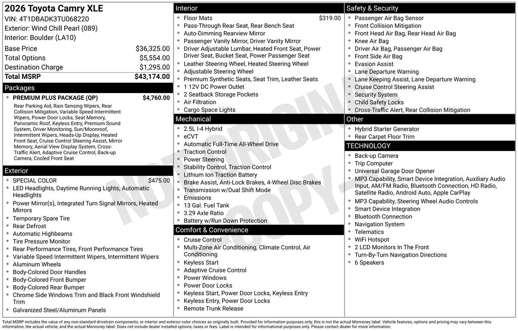 2026 Toyota Camry XLE AWD 