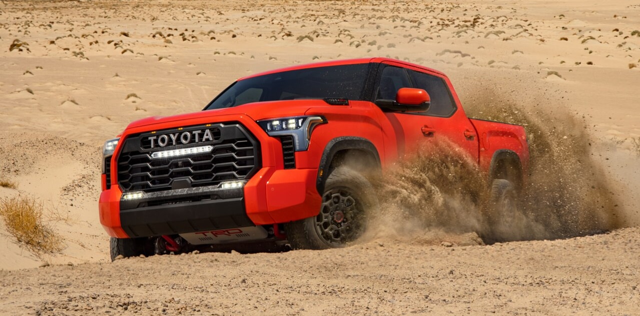 Toyota Tundra Hybrid parked on rocky hill