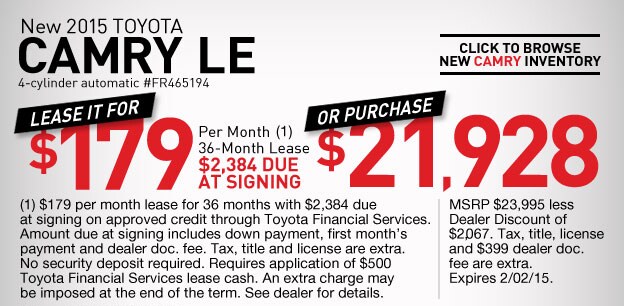 New 2015 Toyota Camry Special Offer, Omaha NE Toyota Dealer