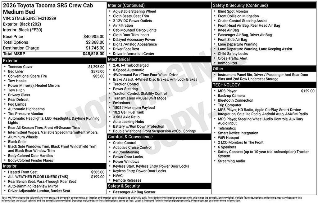Used 2026 Toyota Tacoma SR5 Truck