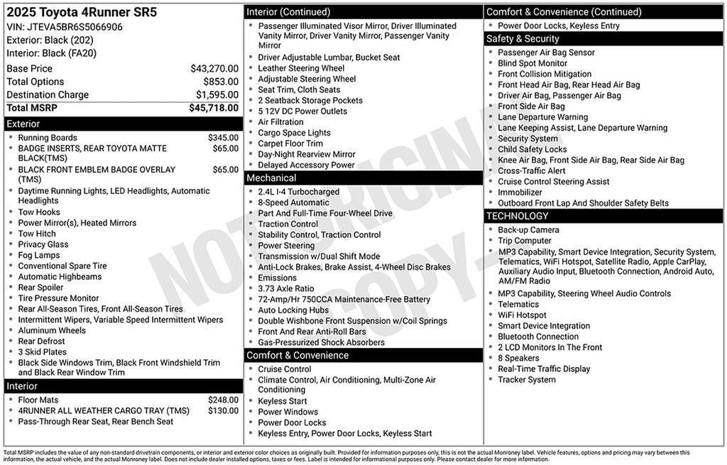 Certified 2025 Toyota 4Runner SR5 Sport Utility
