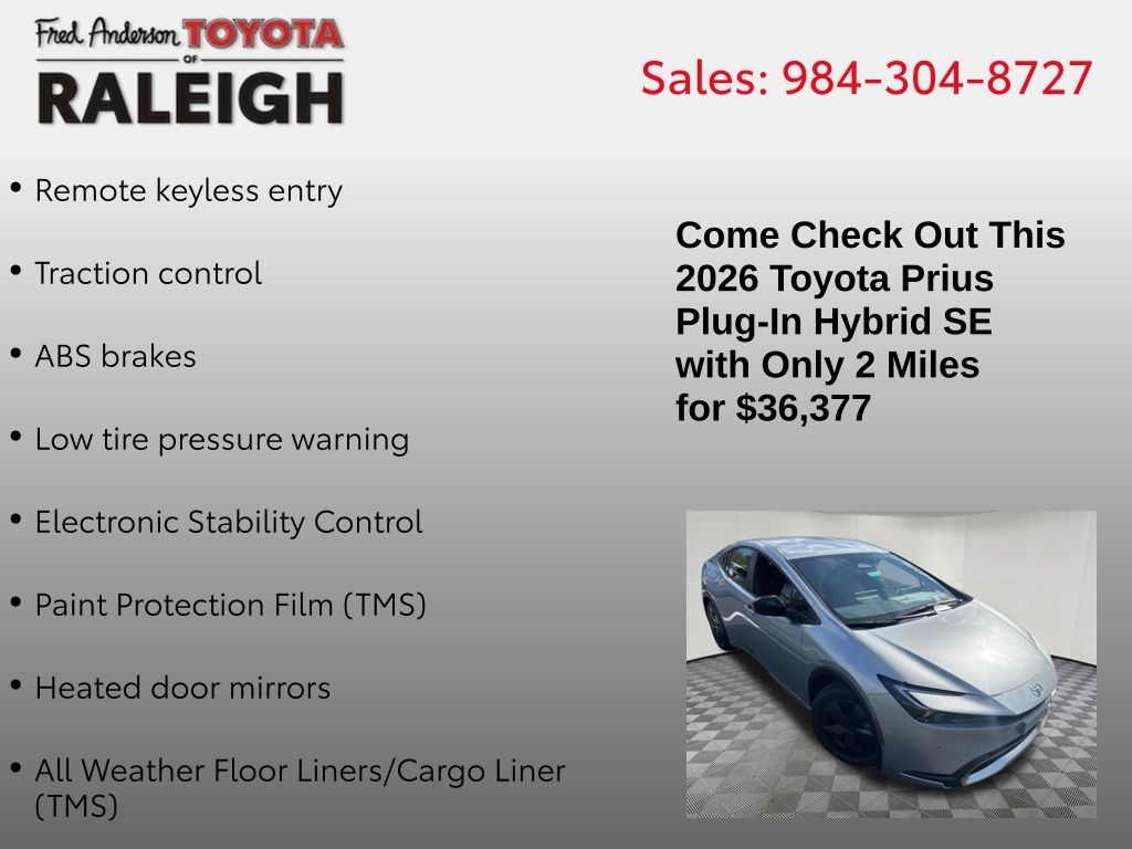 New 2026 Toyota Prius Plug-in Hybrid SE Hatchback