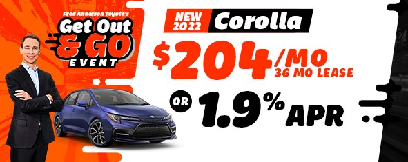 New 2022 Corolla $204/mo for 36mo lease OR 1.9% APR