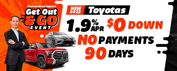 New 2022 Toyotas 1.9% APR, $0 Down, 90-Days No Payments