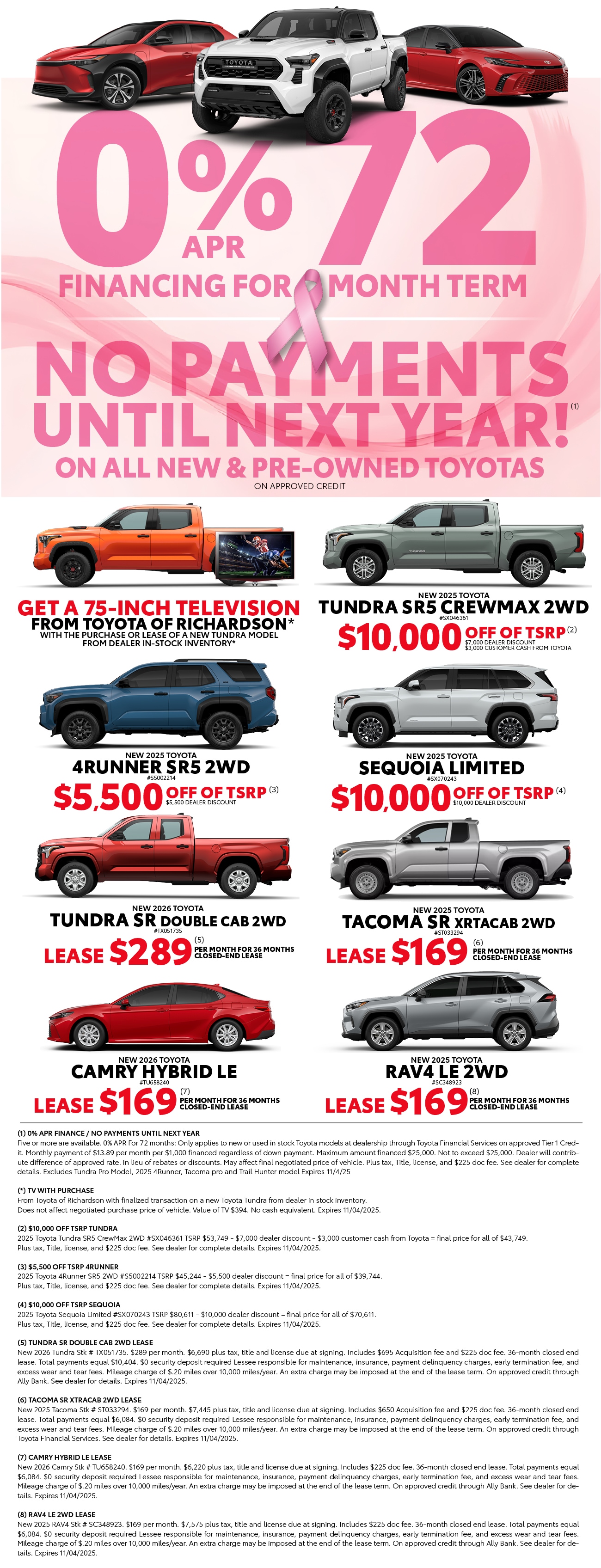 Toyota of Richardson Monthly Specials