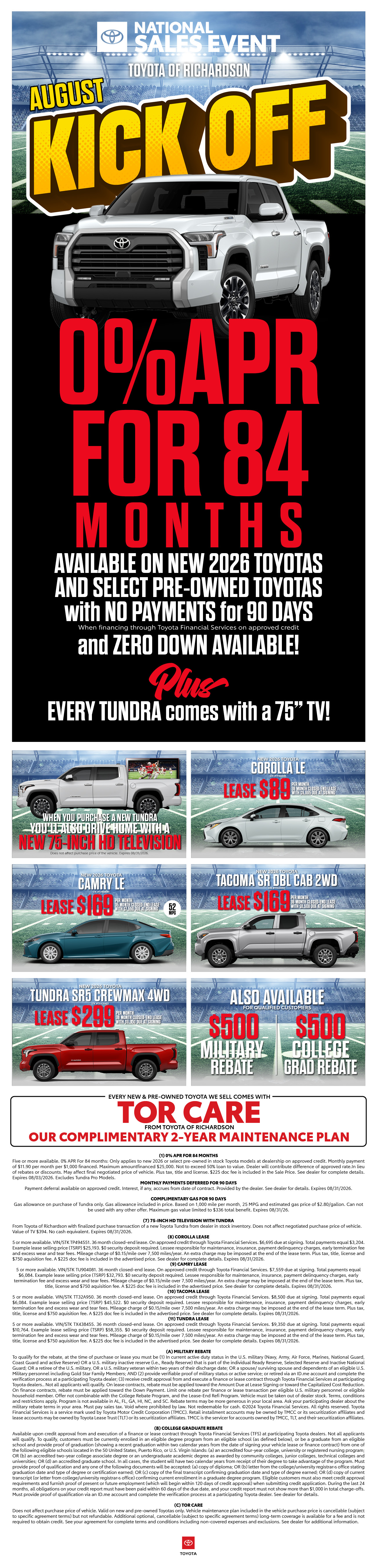 Toyota of Richardson Monthly Specials