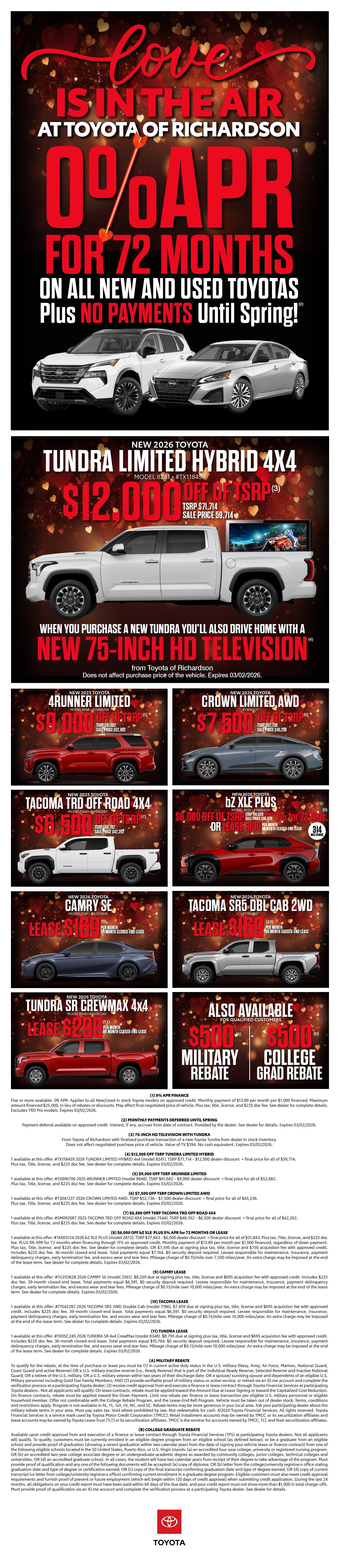 Toyota of Richardson Monthly Specials