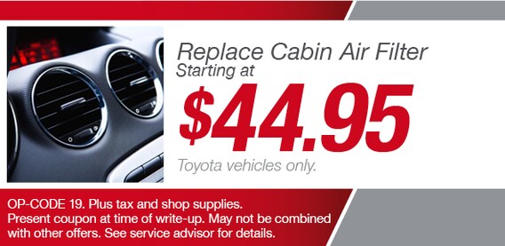 Cabin Air Filter Replacement Coupon Toyota Repairs