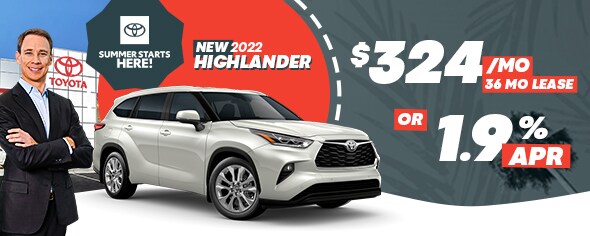 New 2022 Highlander $324/mo for 36mo lease OR 0.9% APR